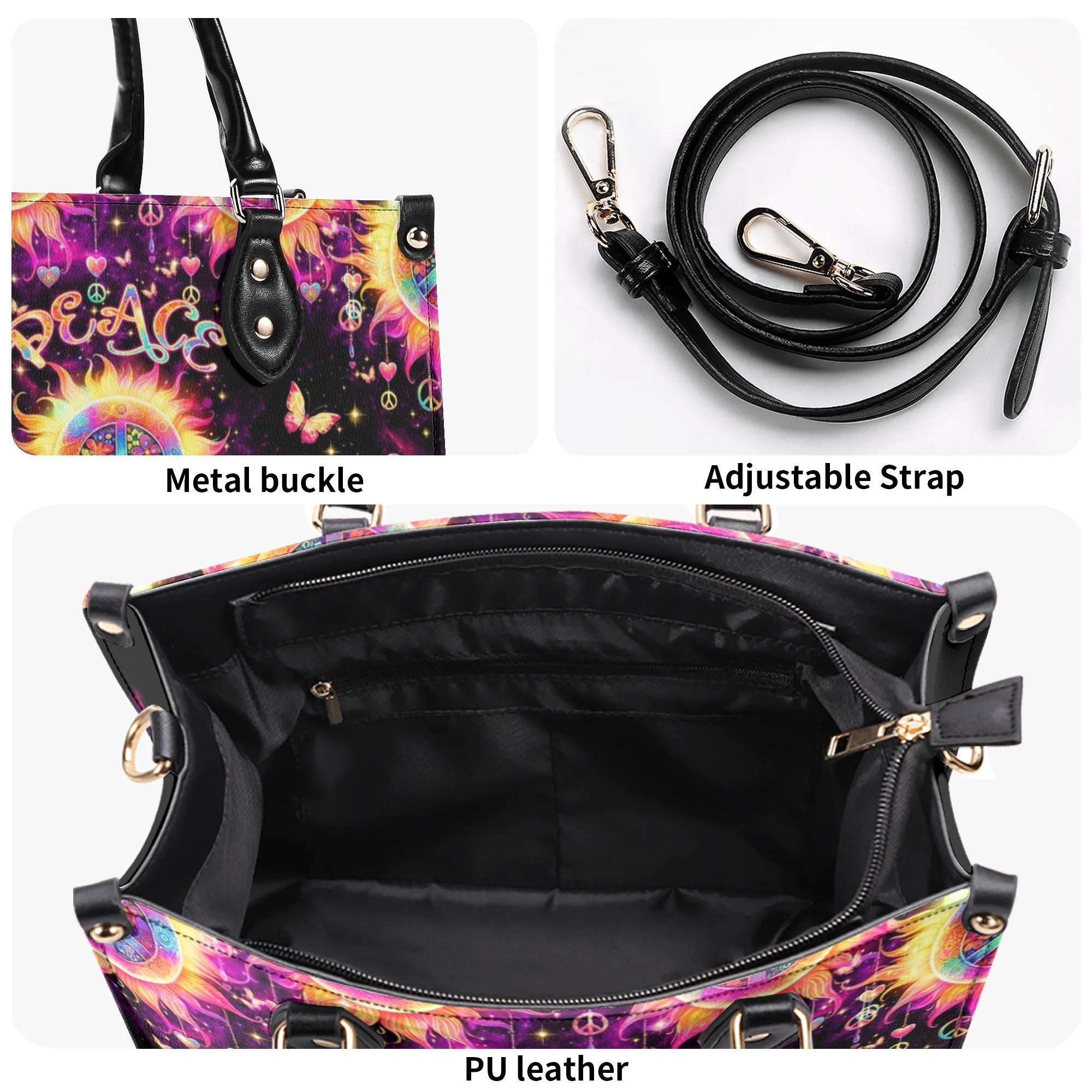 Peace YAll Sun Peace Sign Hippie Leather Bag Gift for Women _6_ gpTfY