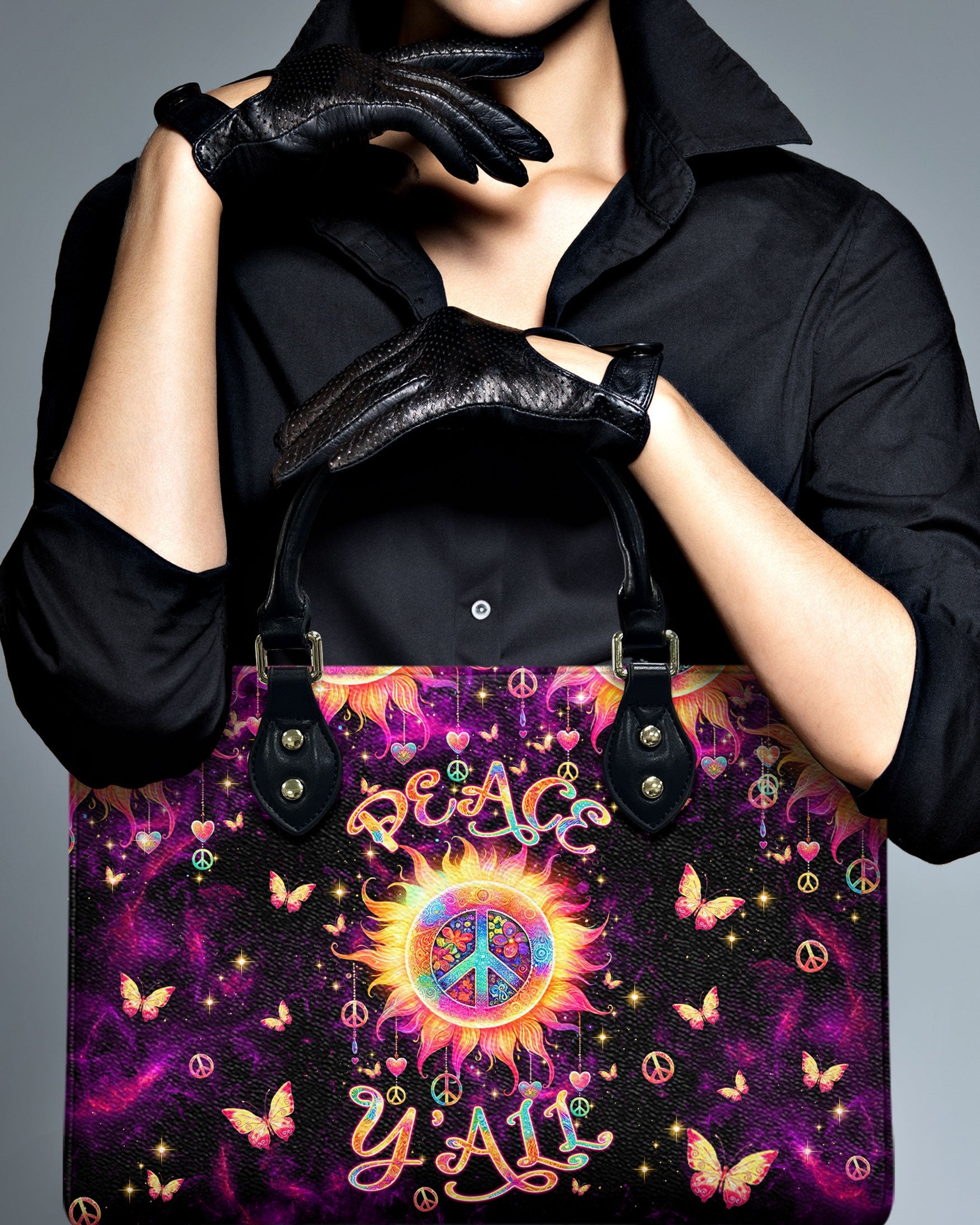 Peace YAll Sun Peace Sign Hippie Leather Bag Gift for Women _9_ PhVPi