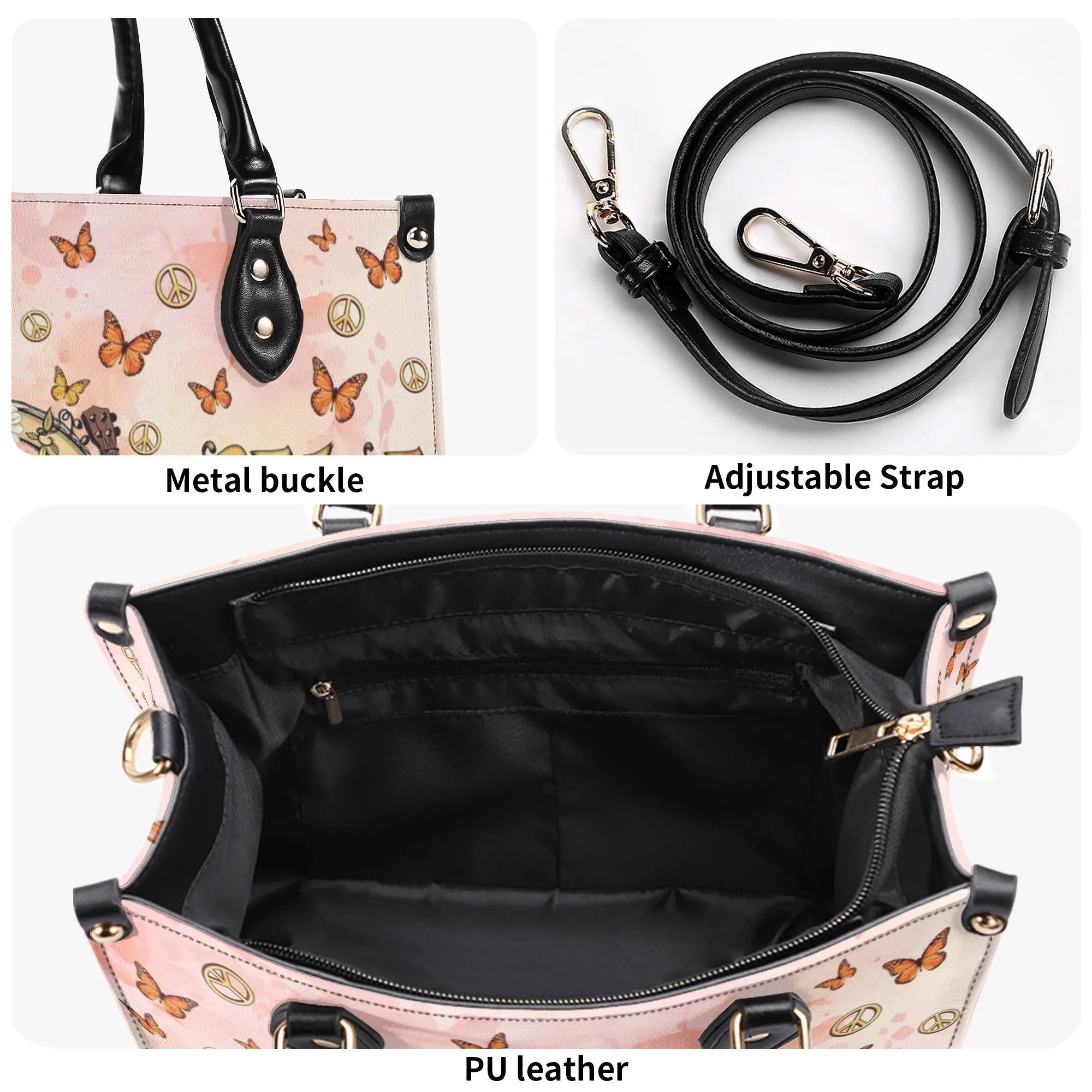 Peace Y_E2_80_99All Peace Sign with Guitar and Mushrooms Hippie Leather Bag Gift for Women _7_ 6qdqr