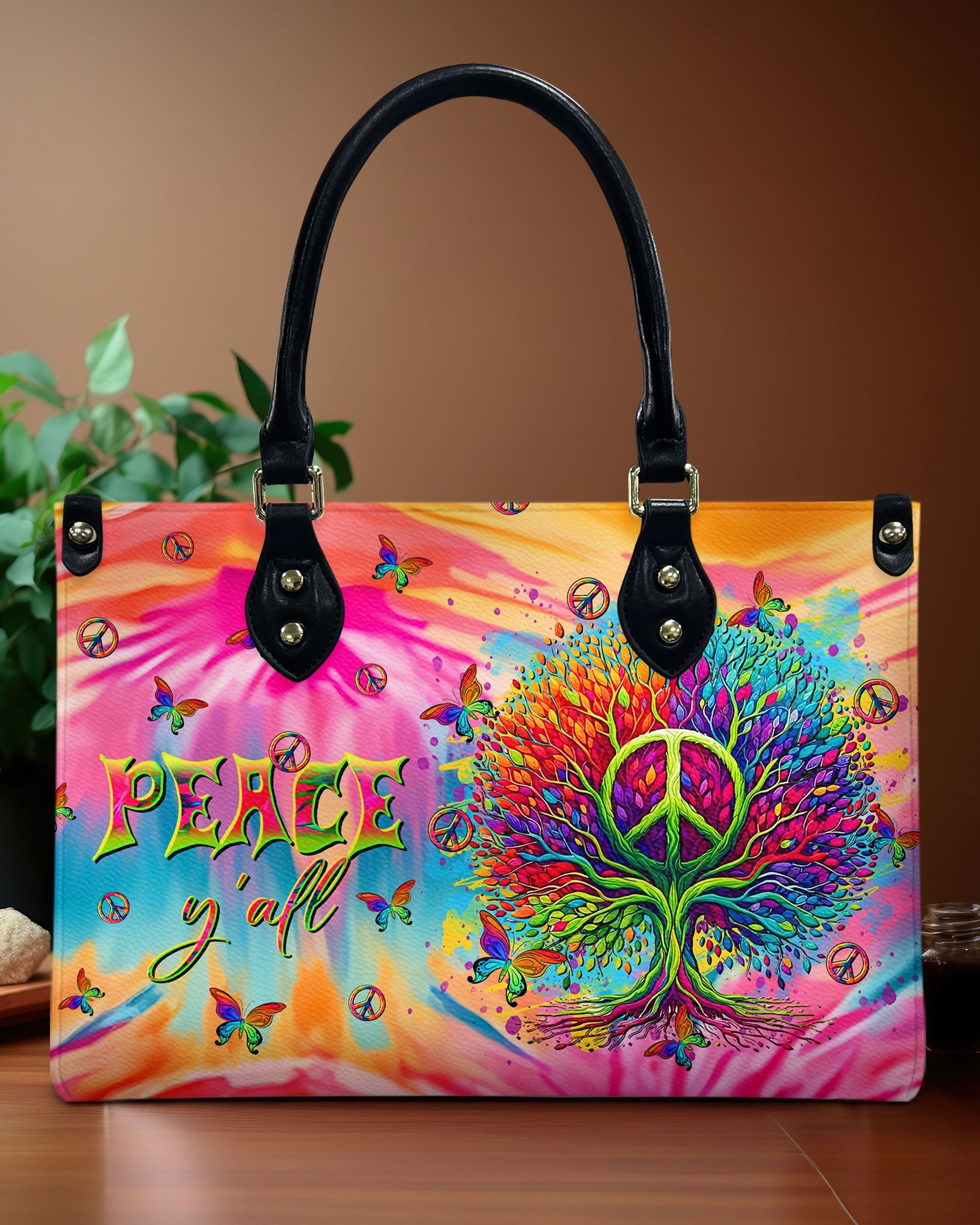 Peace Y_E2_80_99all Peace Tree Hippie Tie Dye Leather Bag Gift for Women _1_ woWqG