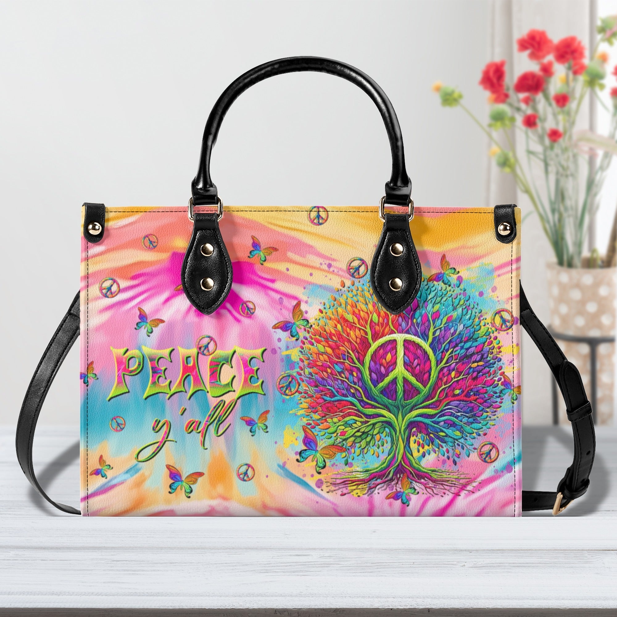 Peace Y_E2_80_99all Peace Tree Hippie Tie Dye Leather Bag Gift for Women _7_ kVAZK