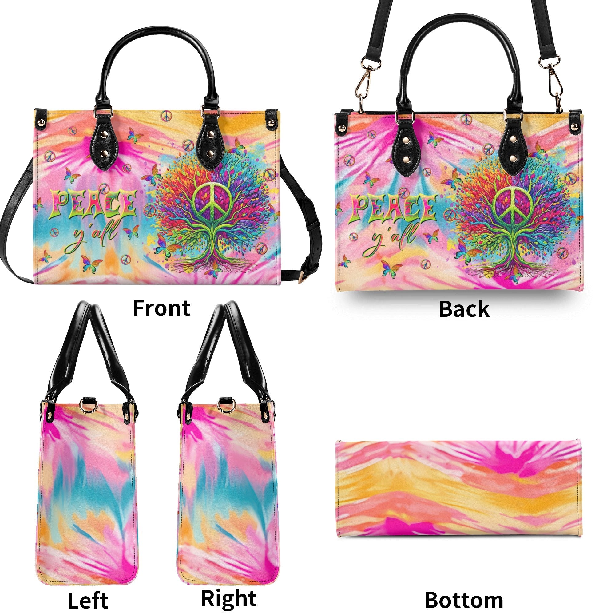 Peace Y_E2_80_99all Peace Tree Hippie Tie Dye Leather Bag Gift for Women _8_ nvdVw