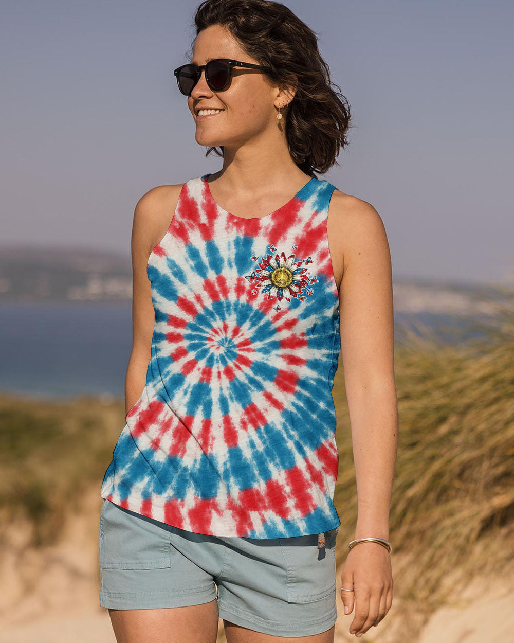 Peace Y_E2_80_99all Sunflower USA Tie Dye Patriotic 4th of July Tee for Women AOP Shirts _12_ Eb6f0