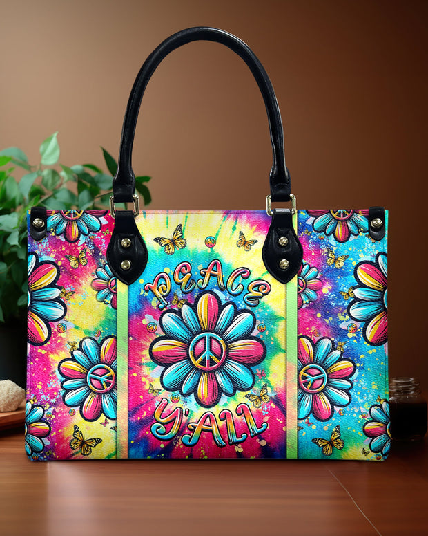 Peace Y'all Tie Dye Colorful Daisy - Hippie Leather Bag - Gift for Women QT5102501