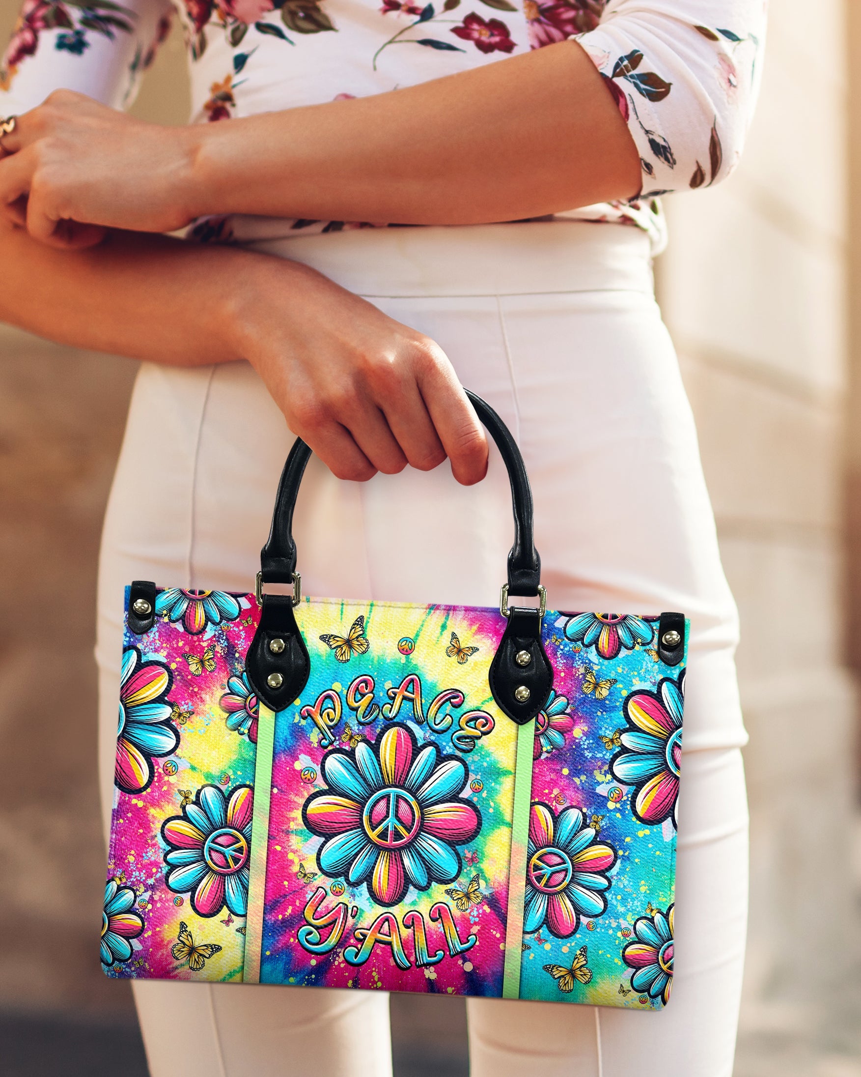 Peace Y_E2_80_99all Tie Dye Colorful Daisy Hippie Leather Bag Gift for Women _3_ ixLqm