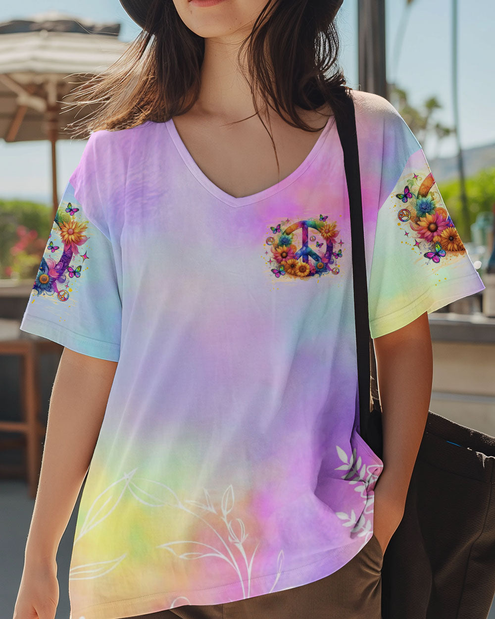 Peace Y_E2_80_99all Tie Dye Peace Symbol with Flowers and Butterflies AOP Shirts _11_ pXUbY