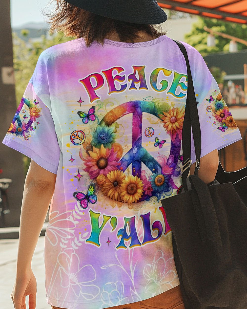 Peace Y_E2_80_99all Tie Dye Peace Symbol with Flowers and Butterflies AOP Shirts _12_ wKvZU