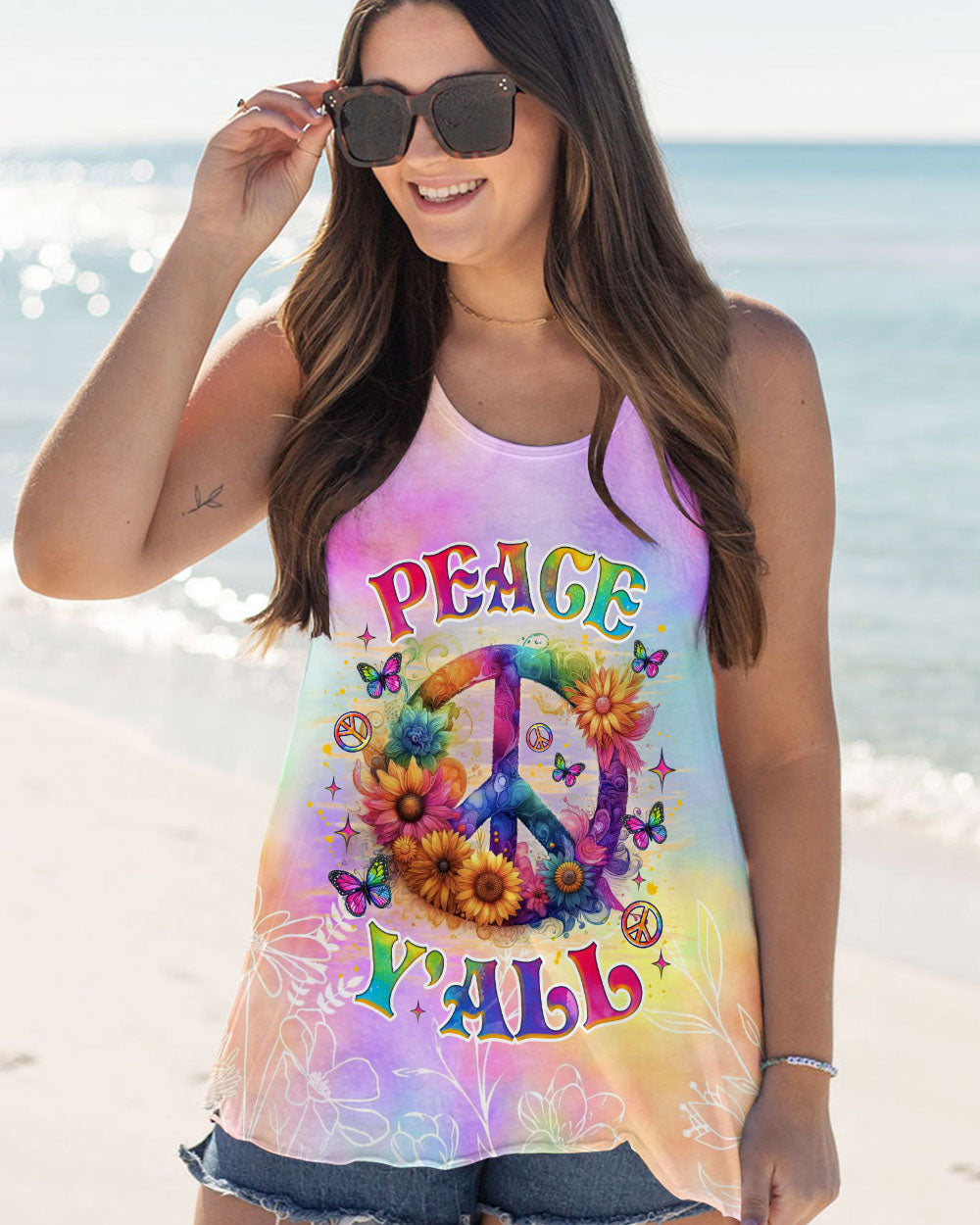 Peace Y_E2_80_99all Tie Dye Peace Symbol with Flowers and Butterflies AOP Shirts _5_ FyBSY