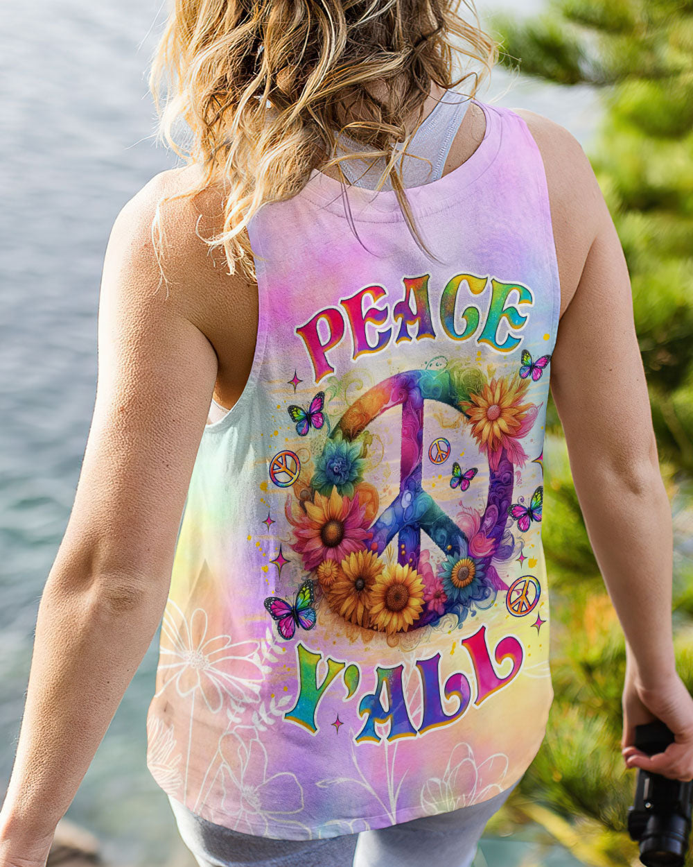 Peace Y_E2_80_99all Tie Dye Peace Symbol with Flowers and Butterflies AOP Shirts _7_ 2RYp8