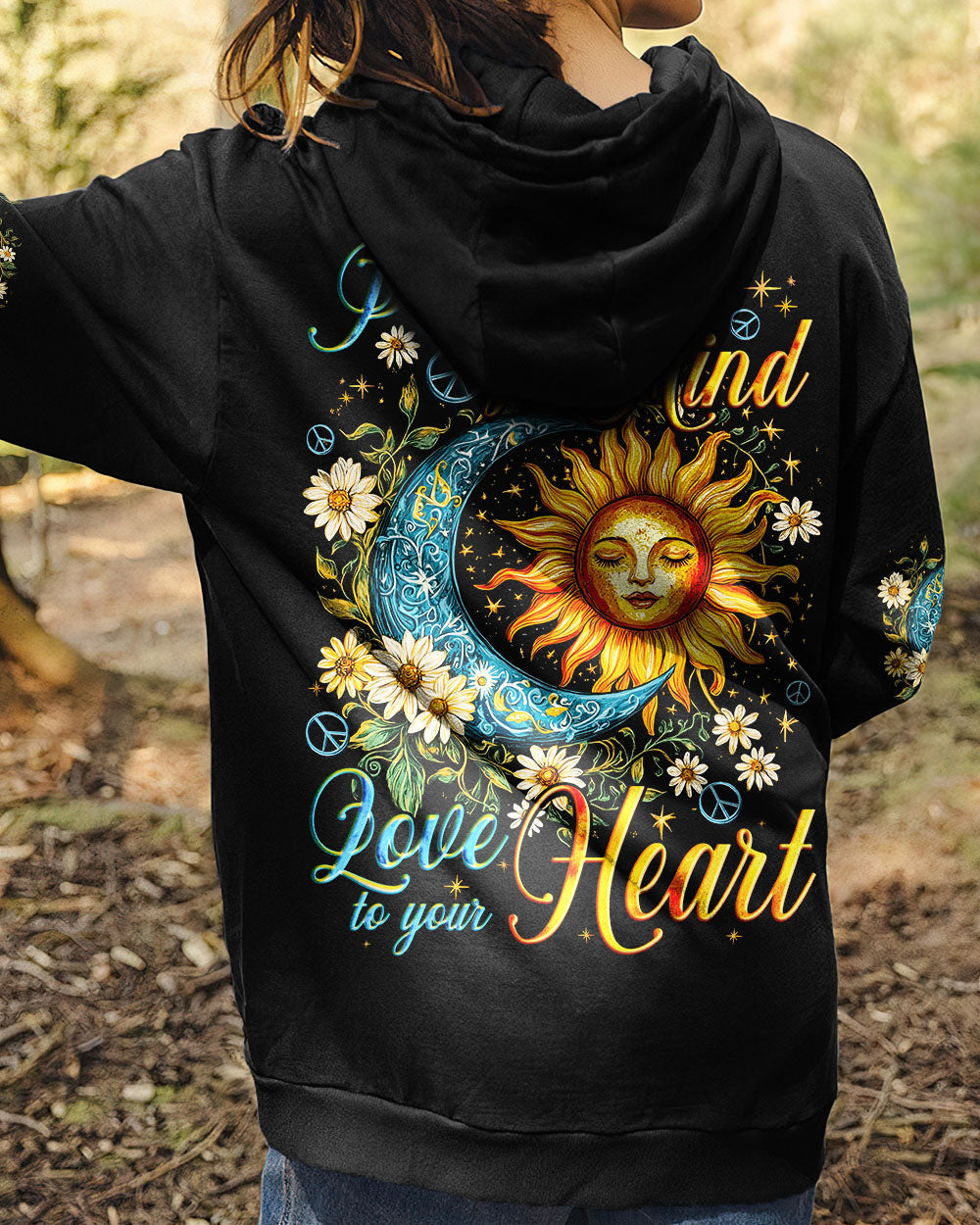 Peace to your Mind Love to your Heart Sun Moon Peace Sign Graphic AOP Shirts _3_ Bycu1