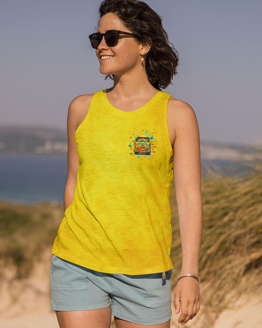 Peaceful VW Bus Well Im Older Now Graphic Tee with Rainbow _26 Flower for Women AOP Shirts _13_ MZ8aV