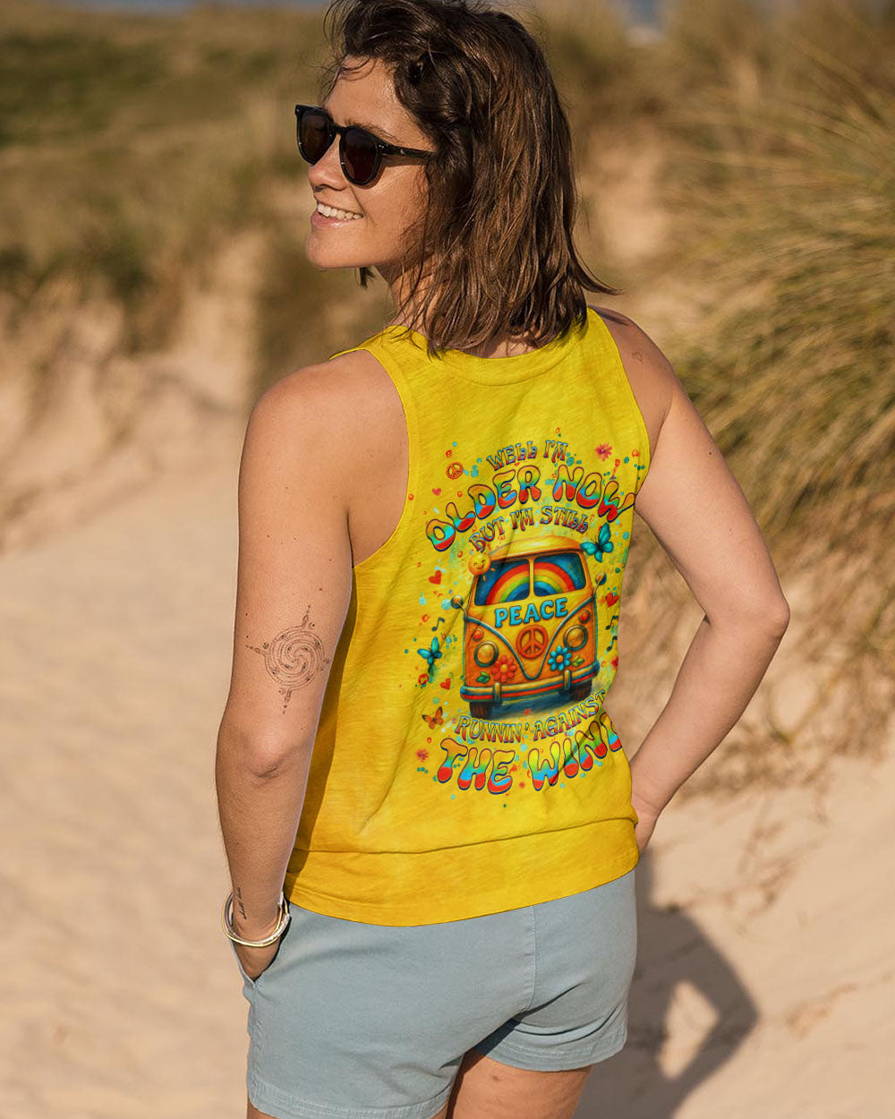 Peaceful VW Bus Well Im Older Now Graphic Tee with Rainbow _26 Flower for Women AOP Shirts _14_ zgDWl