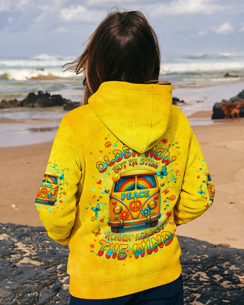 Peaceful VW Bus Well Im Older Now Graphic Tee with Rainbow _26 Flower for Women AOP Shirts _2_ ekucT