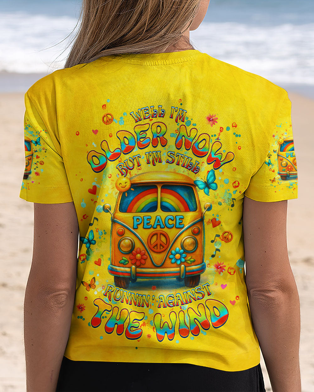 Peaceful VW Bus Well Im Older Now Graphic Tee with Rainbow _26 Flower for Women AOP Shirts _6_ KDTYZ