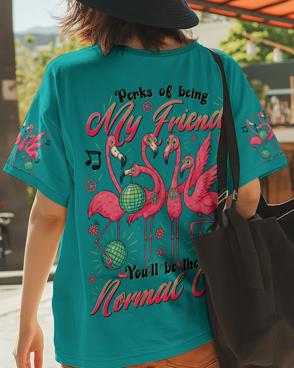 Perks of Being My Friend Youll Be the Normal One Funny Flamingo Music AOP Shirts _9_ qeJUo
