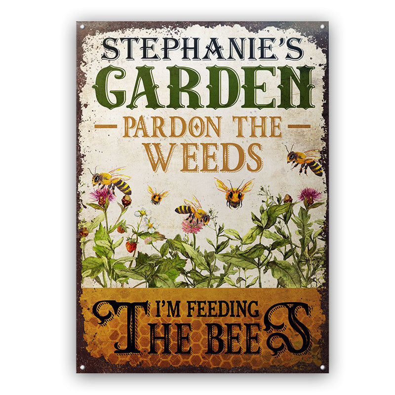 Personalized_Bee_Garden_Pardon_The_Weeds_Classic_Metal_Sign_Mk_Def_15f8123a 71e8 4889 831f c42de1ce3aca