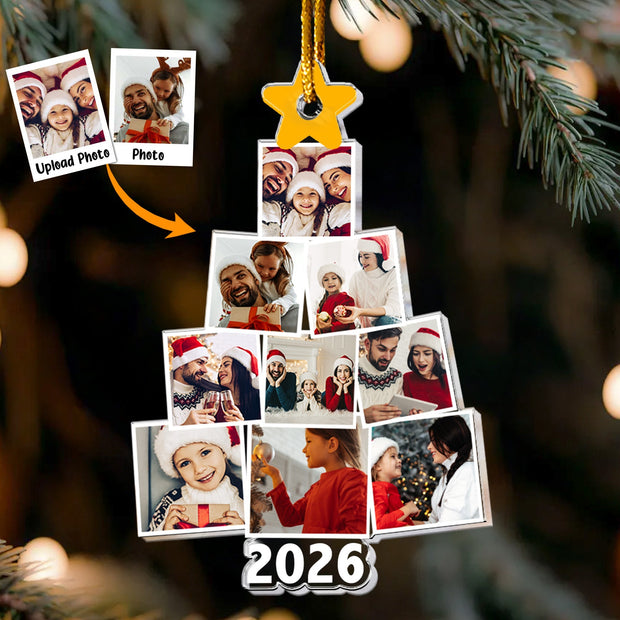 Custom Photo Family Tree Christmas - Personalized Acrylic Ornament