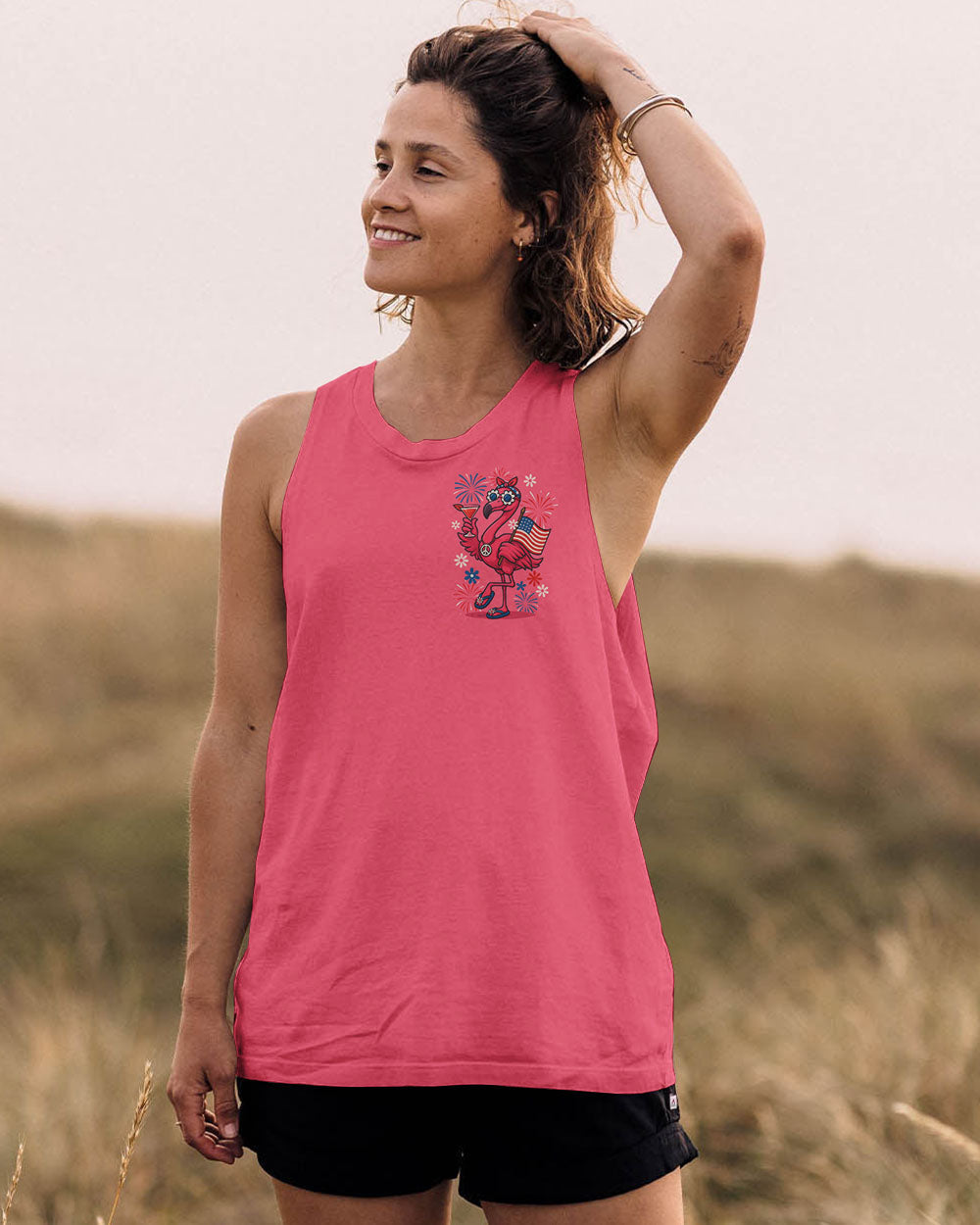 Pretty in Pink Flamingo Ready to Drink Funny Summer Tee for Women AOP Shirts _13_ 0XttA