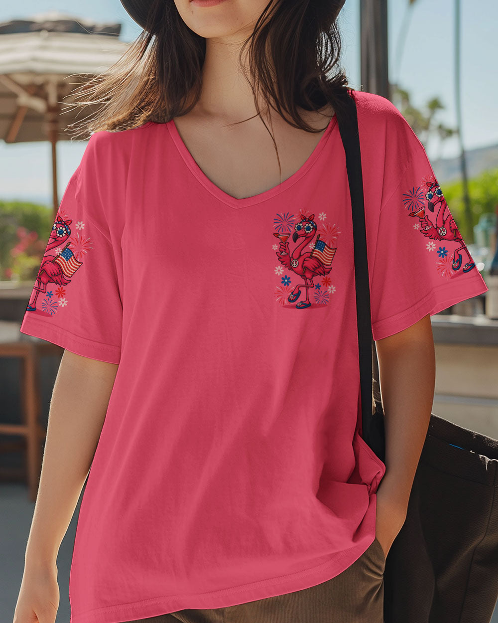 Pretty in Pink Flamingo Ready to Drink Funny Summer Tee for Women AOP Shirts _5_ RN7VJ