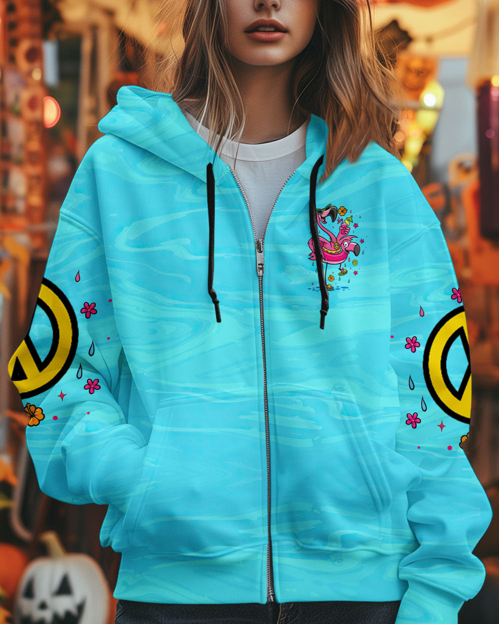 Pretty in Pink Ready To Drink Flamingo Fun Graphic Tee with Drink Peace _26 Flower for Women AOP Shirts _10_ cQRHL