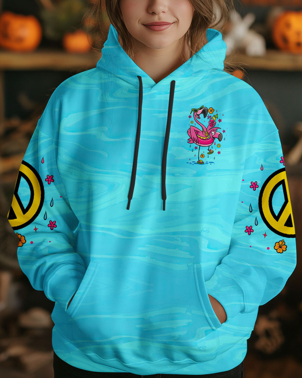 Pretty in Pink Ready To Drink Flamingo Fun Graphic Tee with Drink Peace _26 Flower for Women AOP Shirts _6_ yk9q2