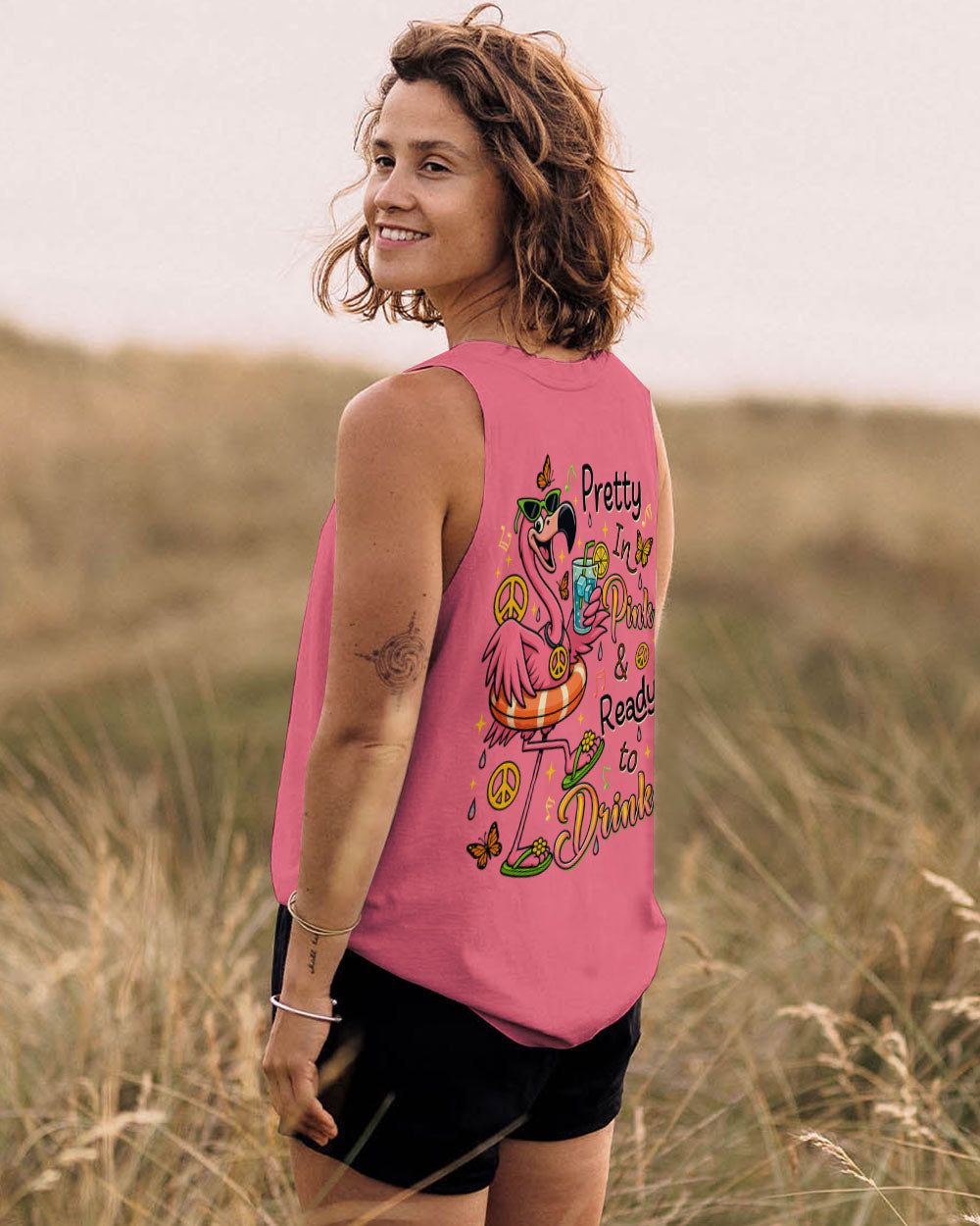 Pretty in Pink _26 Ready to Drink Flamingo Ready to Drink Funny Summer Design for Women AOP Shirts _14_ WYdsz