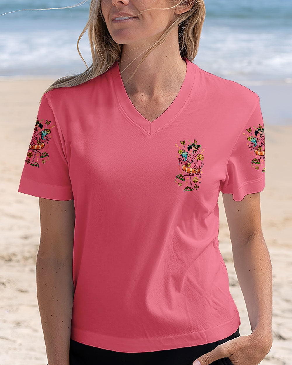 Pretty in Pink _26 Ready to Drink Flamingo Ready to Drink Funny Summer Design for Women AOP Shirts _5_ 7EUD7