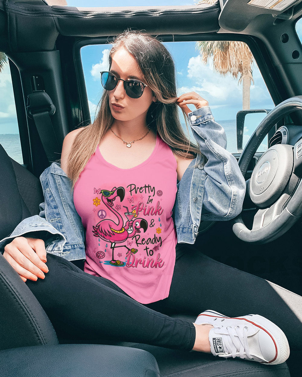 Pretty in Pink _26 Ready to Drink Flamingo in Cocktail Party Graphic for Women AOP Shirts _12_ R0Y4v