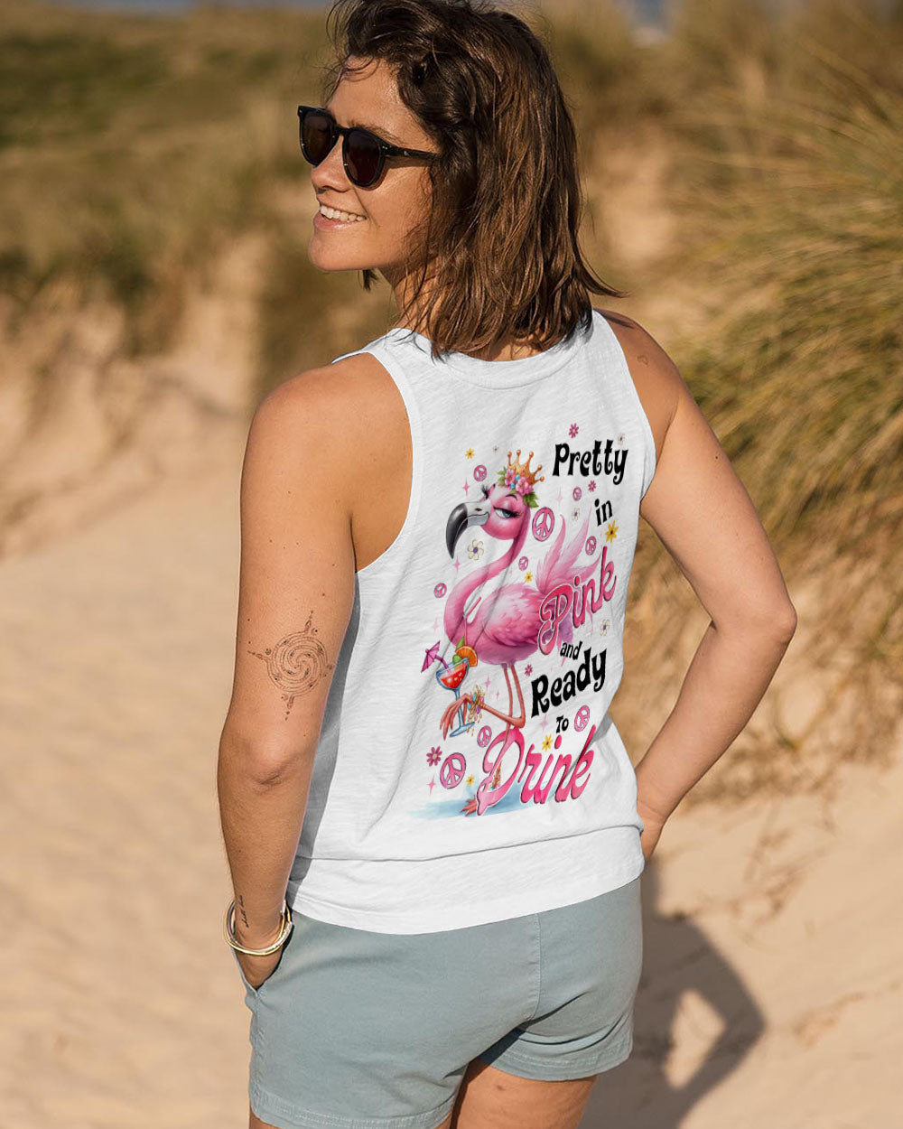 Pretty in Pink and Ready to Drink Flamingo Cocktail Funny Party AOP Shirts _14_ A7S4j