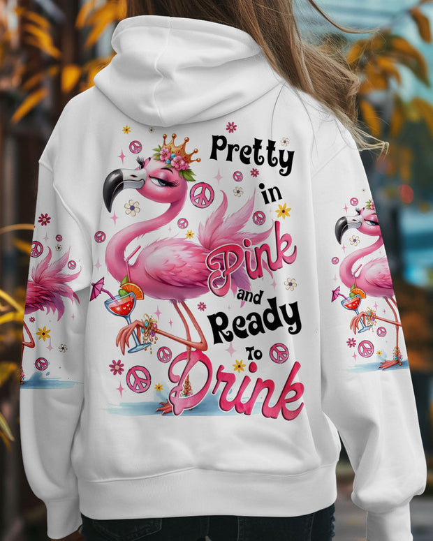 Pretty in Pink and Ready to Drink - Flamingo Cocktail Funny Party - AOP Shirts