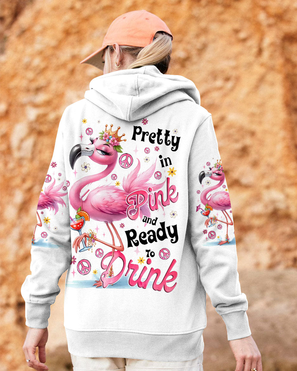 Pretty in Pink and Ready to Drink Flamingo Cocktail Funny Party AOP Shirts _2_ YmouW