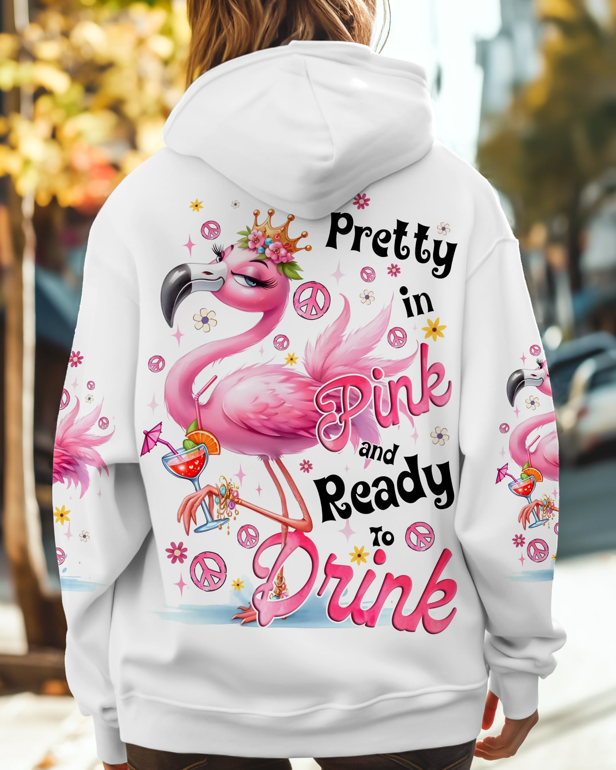Pretty in Pink and Ready to Drink Flamingo Cocktail Funny Party AOP Shirts _8_ U4yV5