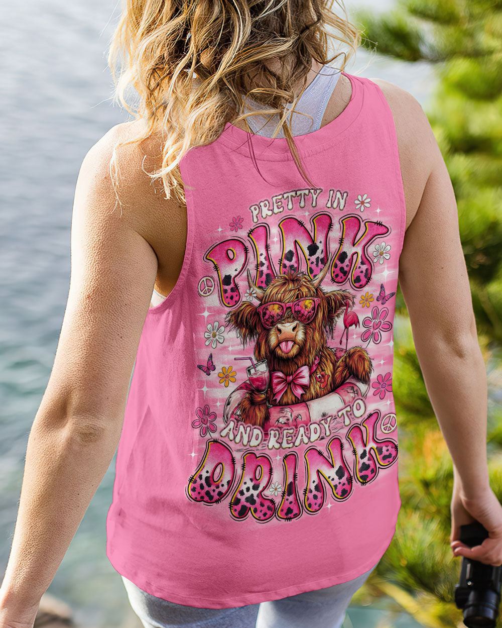 Pretty in Pink and Ready to Drink Funny Cow Retro Vibes with Pink Bowtie _26 Glasses AOP Shirts _12_ hqmyS