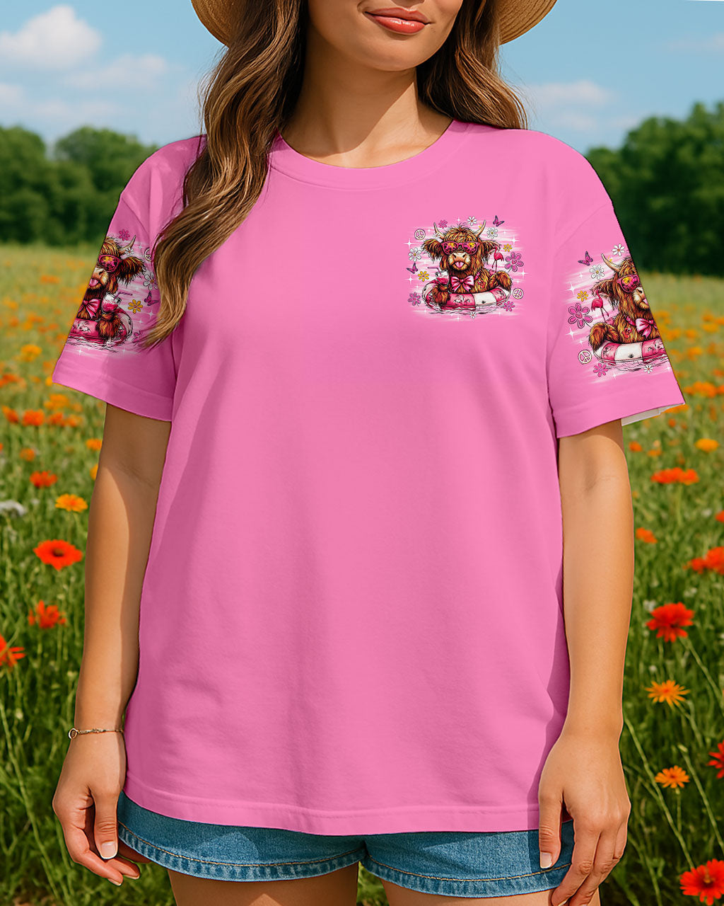 Pretty in Pink and Ready to Drink Funny Cow Retro Vibes with Pink Bowtie _26 Glasses AOP Shirts _13_ KkIk8