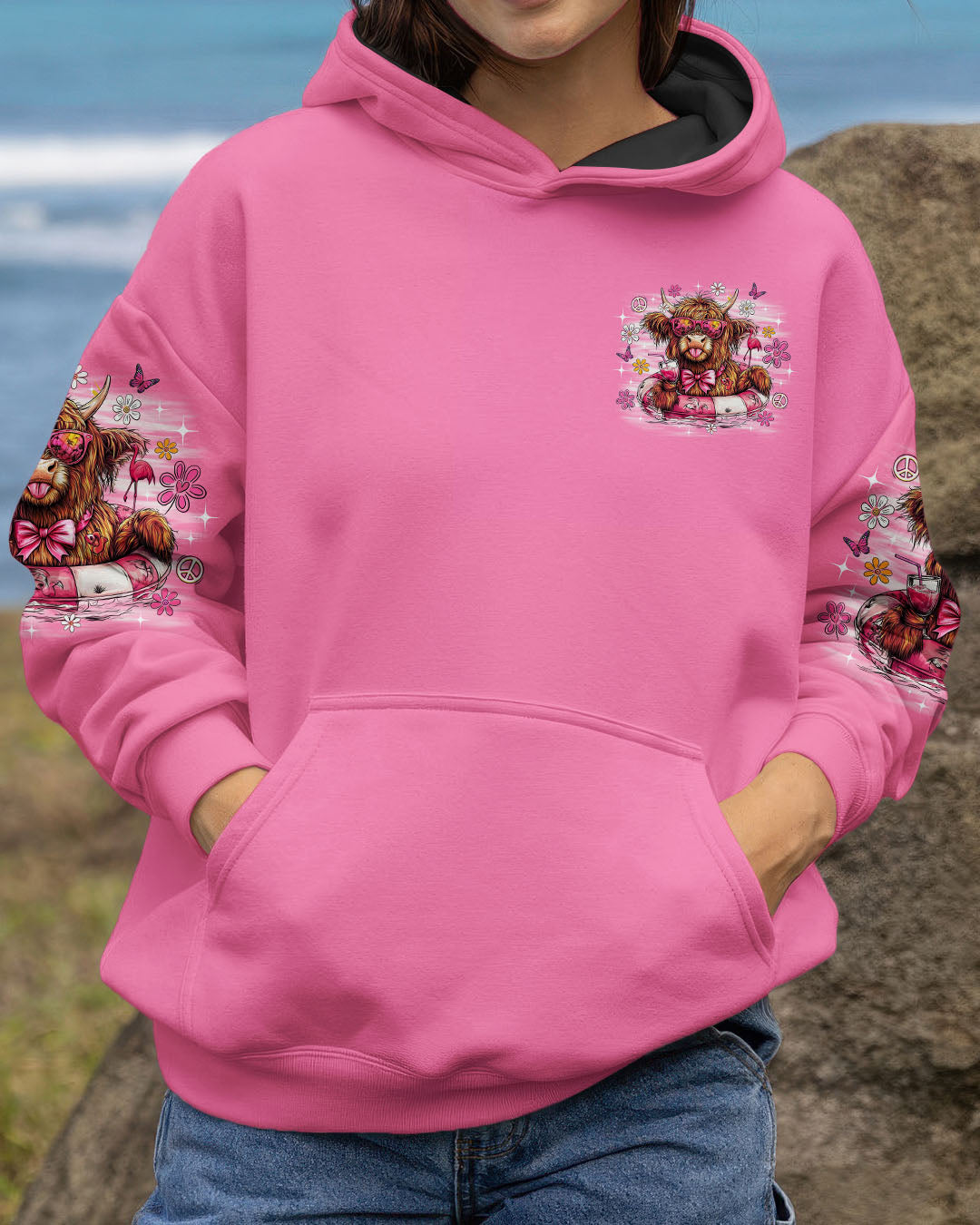 Pretty in Pink and Ready to Drink Funny Cow Retro Vibes with Pink Bowtie _26 Glasses AOP Shirts _4_ LlpN3