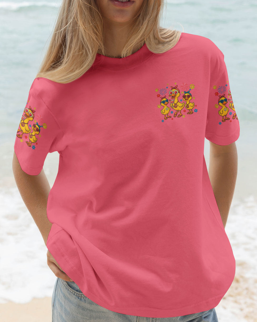 Pretty in Pink and Ready to Drink Funny Duck Ready to Drink Graphic Tee for Women AOP Shirts _3_ DMhvq