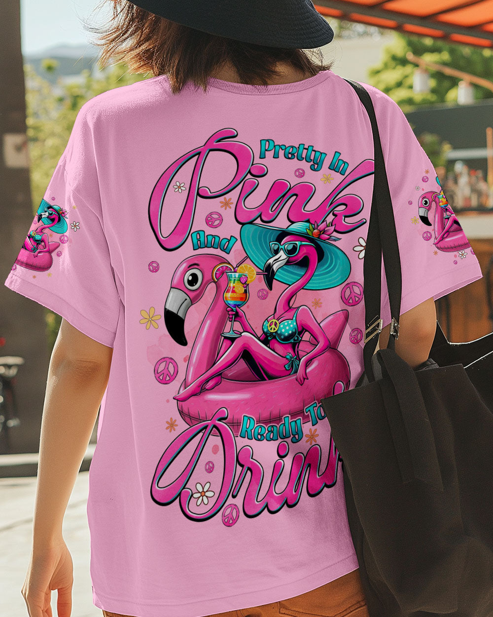Pretty in Pink and Ready to Drink Funny Flamingo Cocktail Tropical AOP Shirts _5_ rc8Wv