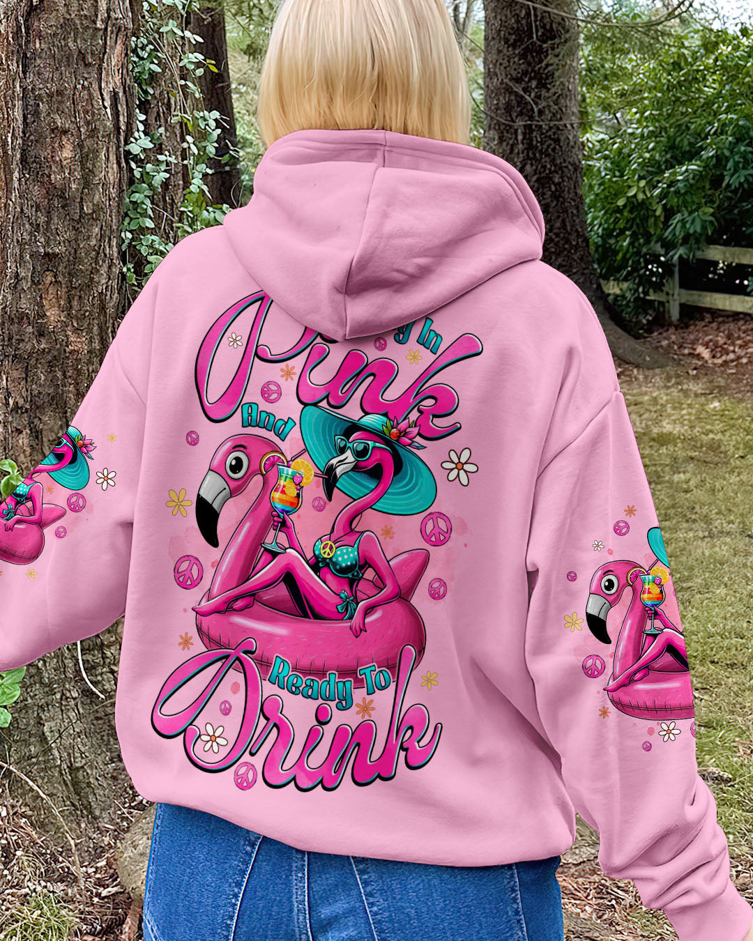 Pretty in Pink and Ready to Drink Funny Flamingo Cocktail Tropical AOP Shirts _7_ tWyq2