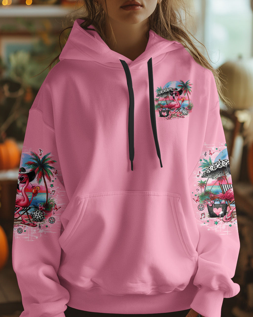 Pretty in Pink and Ready to Drink Pink Flamingo Beach Graphic Tee for Women AOP Shirts _7_ F2xlh