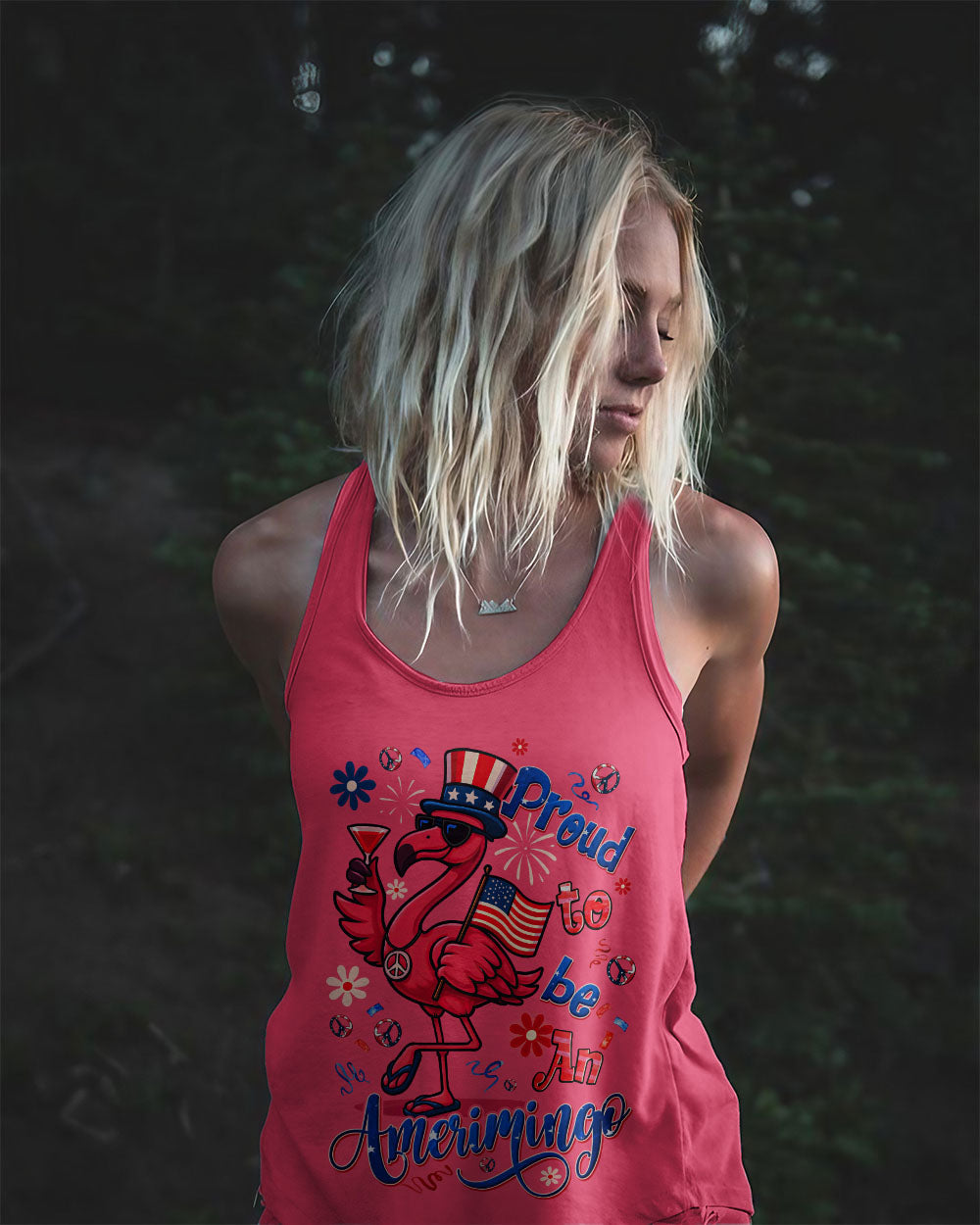 Proud to Be an Ameriflamingo Funny Patriotic Flamingo 4th of July Shirt for Women AOP Shirts _11_ RYjp1
