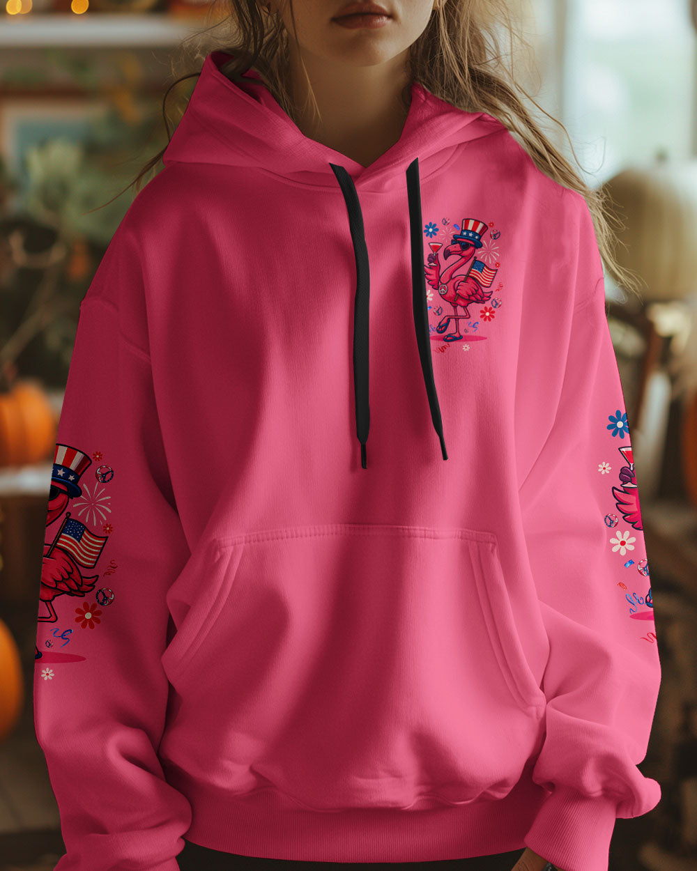 Proud to Be an Ameriflamingo Funny Patriotic Flamingo 4th of July Shirt for Women AOP Shirts _6_ JXPnY