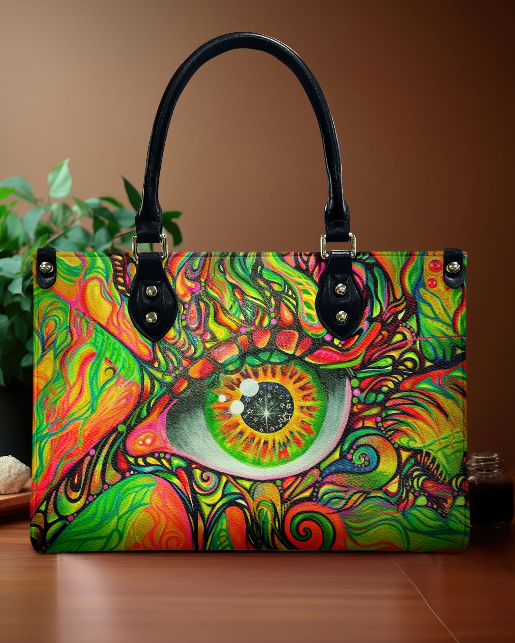 Psychedelic Eye Trippy Hippie Leather Bag Gift for Women _1_ 0KAGy