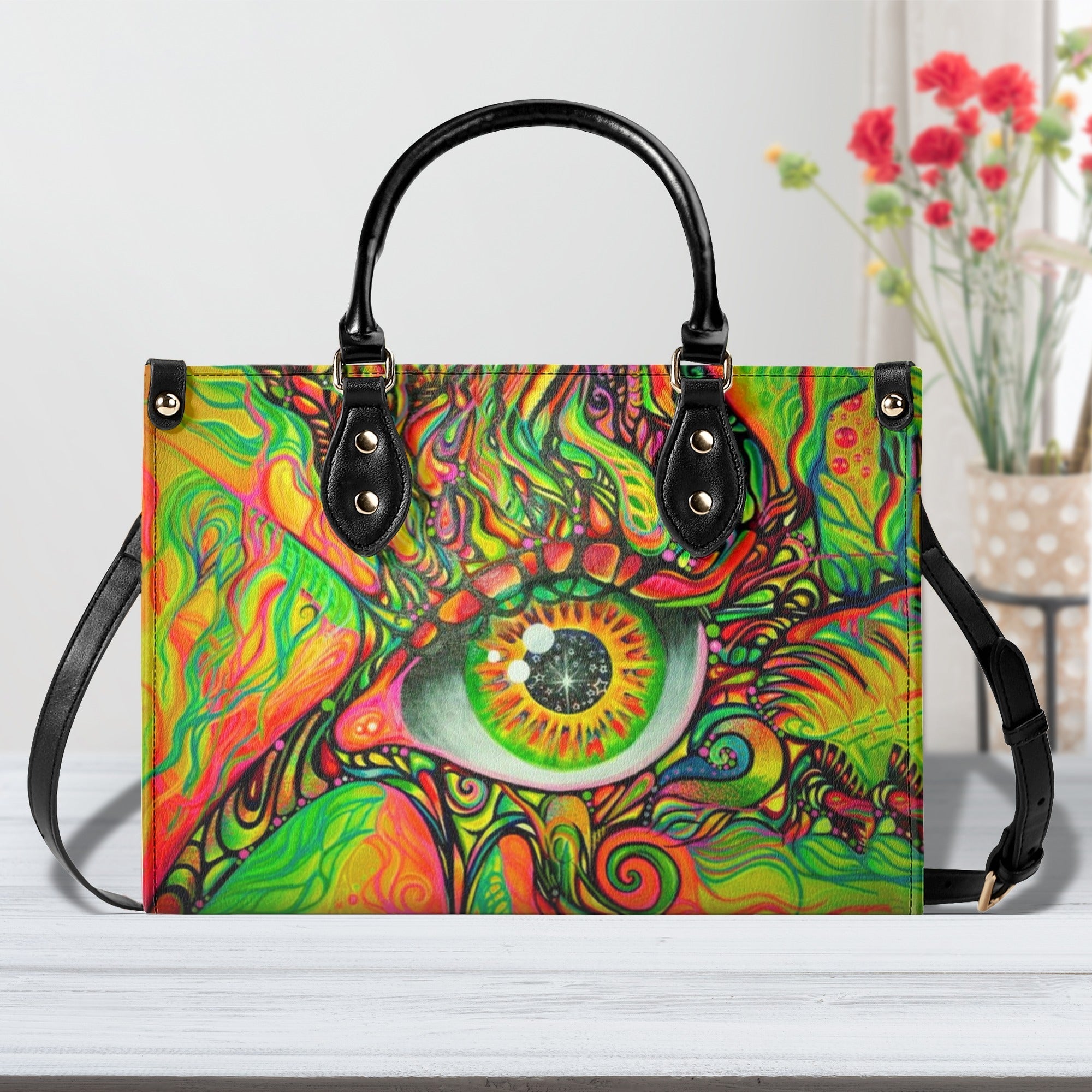 Psychedelic Eye Trippy Hippie Leather Bag Gift for Women _3_ vh40g