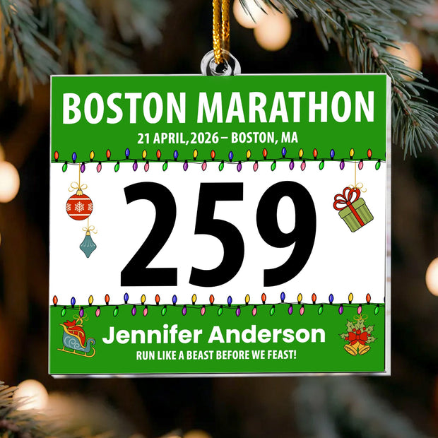 Race Bib For Runner Christmas Gifts For Sport Lovers, Sport Fans - Personalized Acrylic Ornament