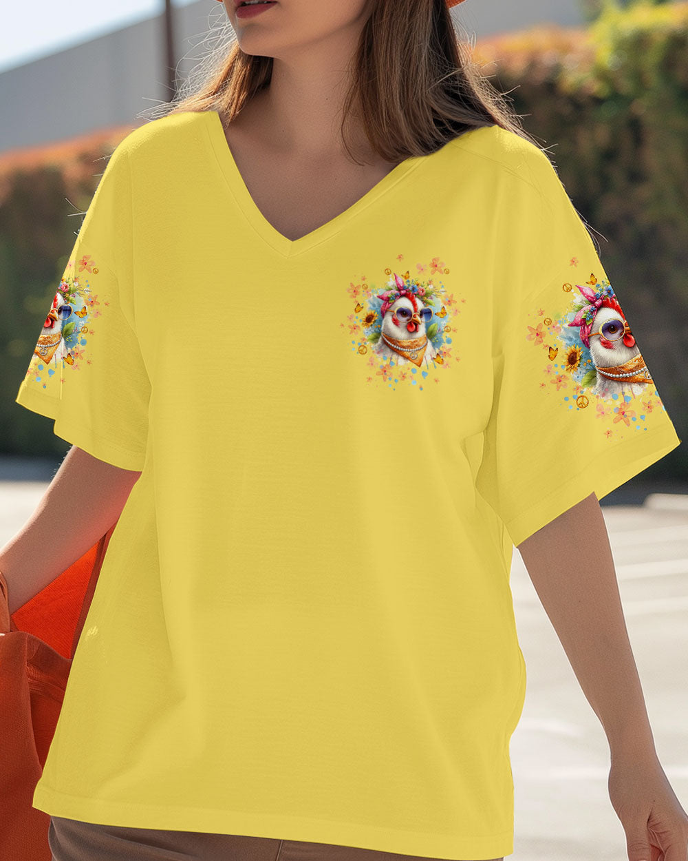 Rebel Chicken Funny Flower Crowned Hen with Sunglasses AOP Shirts _2_ vpi3H