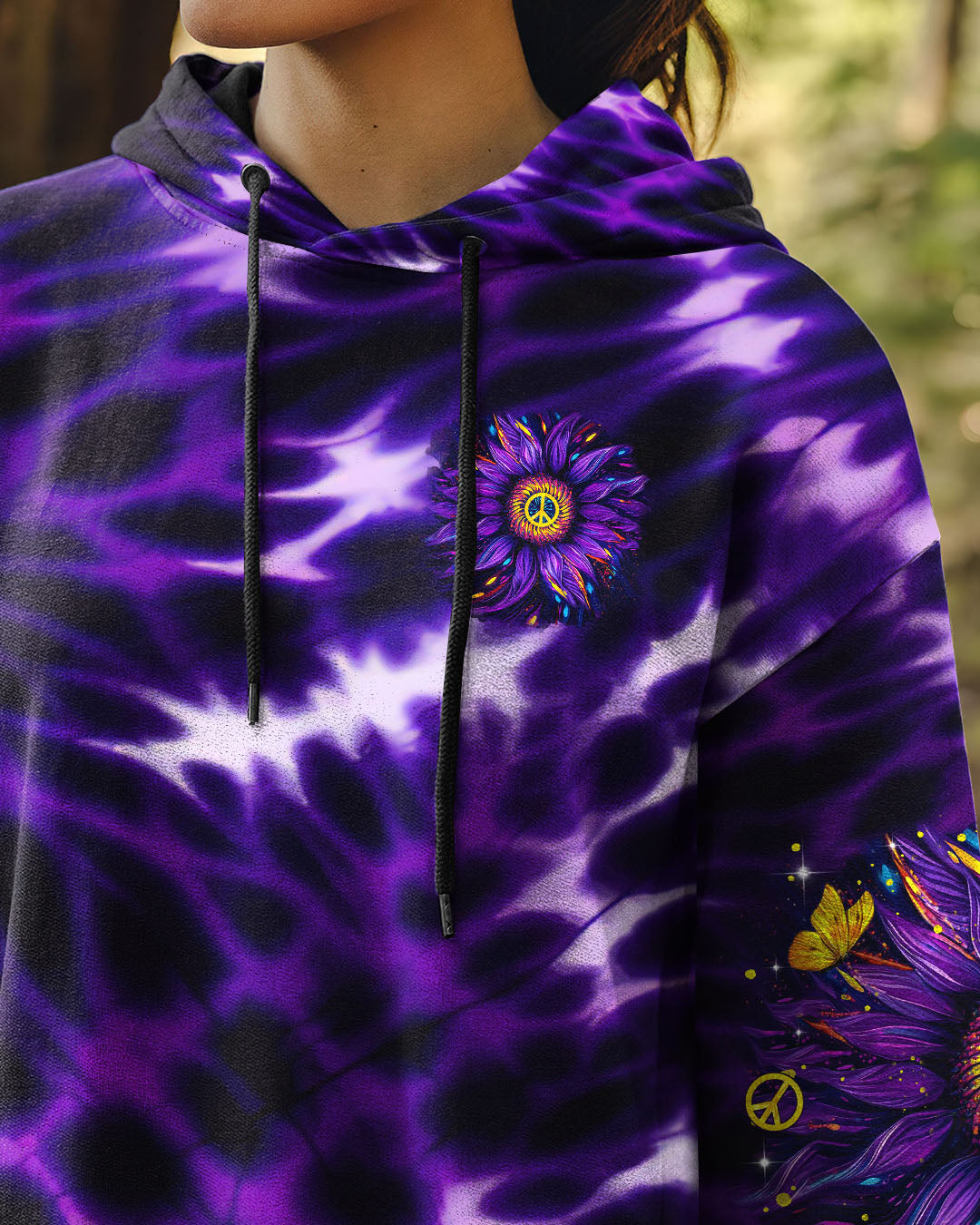 Retro Peace Yall Purple Tie Dye Sunflower Hippie Graphic AOP Shirts _2_ 2bKfg