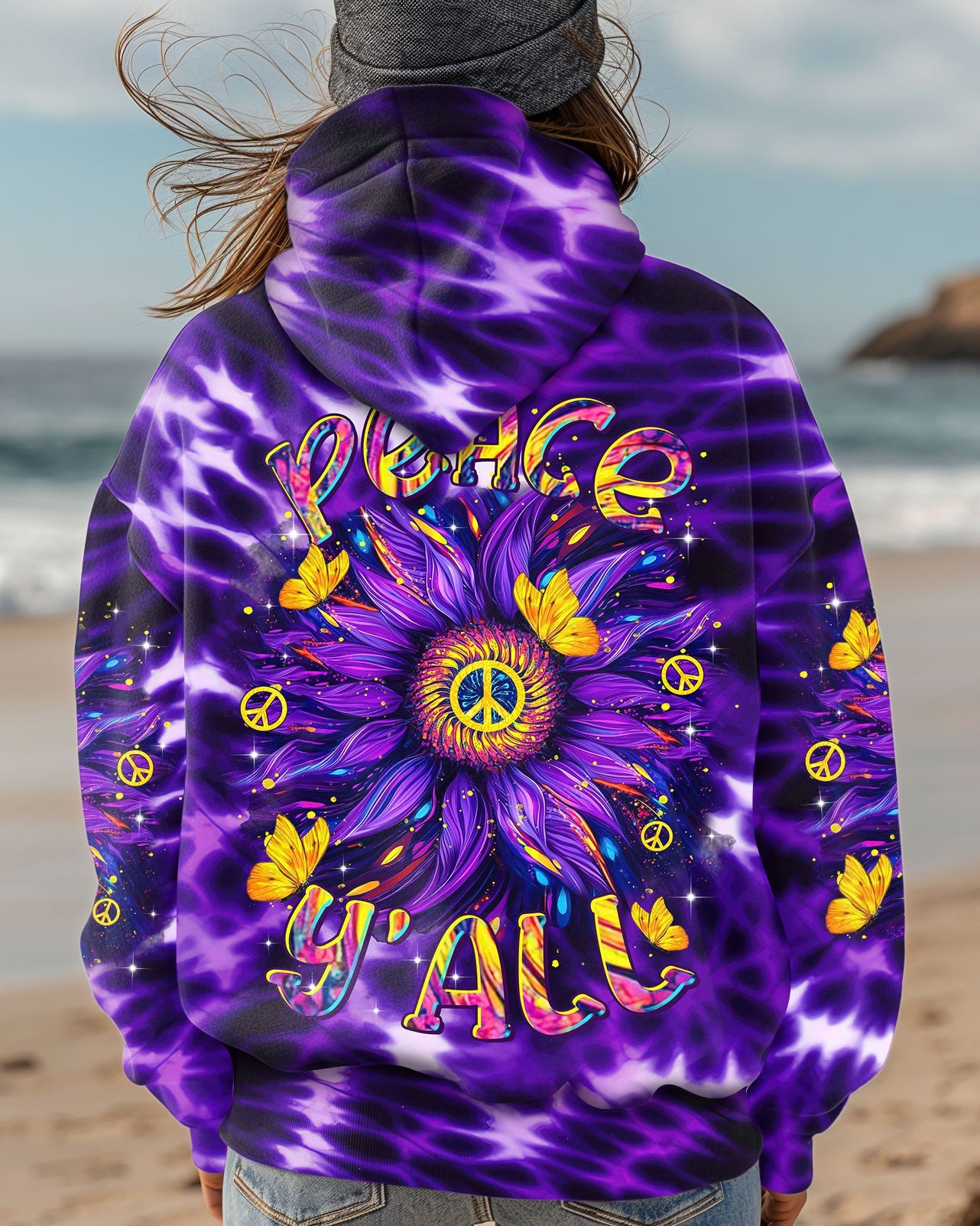 Retro Peace Yall Purple Tie Dye Sunflower Hippie Graphic AOP Shirts _3_ mHiLS