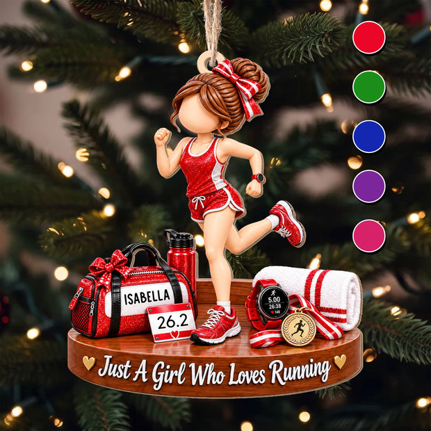 Just A Girl Who Loves Running- Personalized Wood Ornament - Gift For Her
