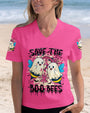 Save the Boo Bees Halloween Ghost Design with Peace and Pink Ribbon AOP Shirts _11_ qykCw