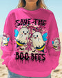 Save the Boo Bees Halloween Ghost Design with Peace and Pink Ribbon AOP Shirts _5_ ojMkH